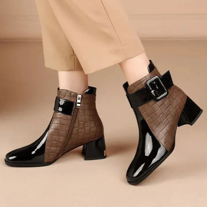 Muse Signature Patent Ankle Buckle Boots