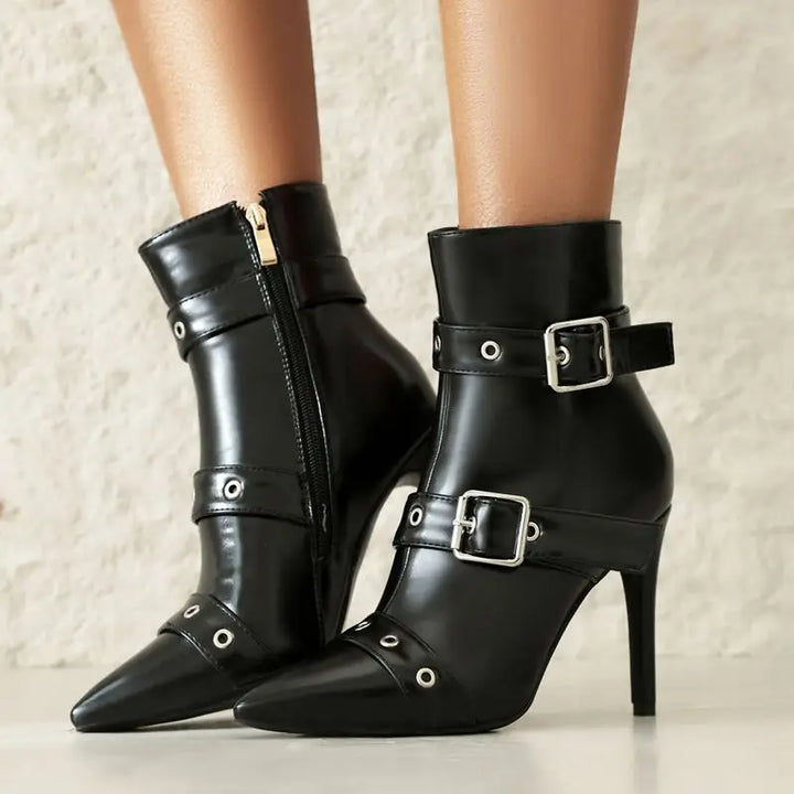 Vallentina Pointed Ankle-Strap Stiletto Boots